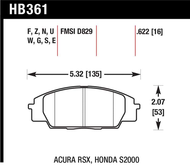 Hawk Performance — Hawk 2002-2006 Acura RSX Type-S HPS 5.0 Front Brake Pads
Disc Brake Pad - view 1