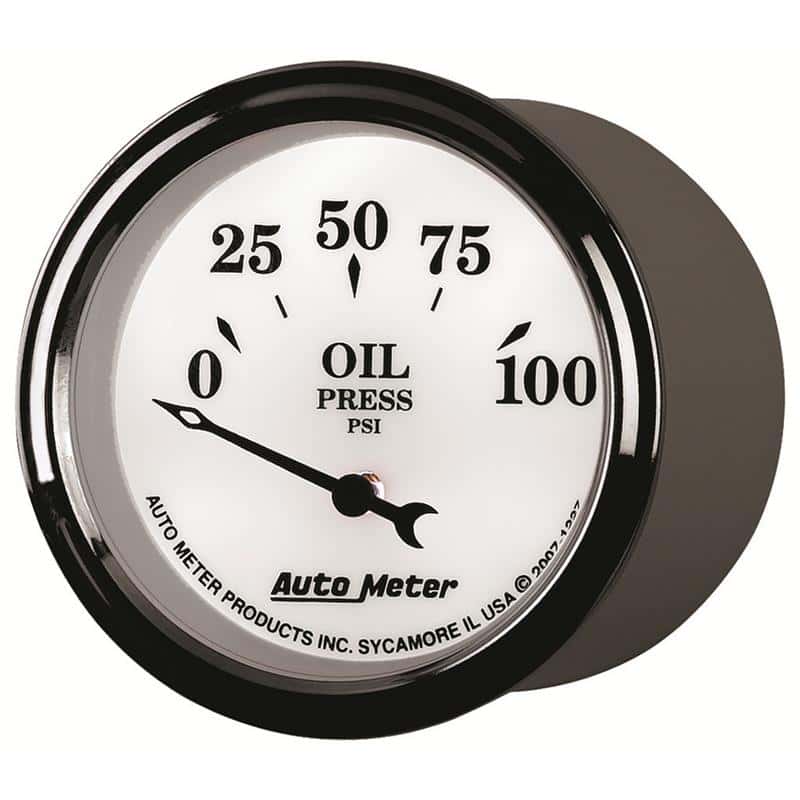 AutoMeter — AutoMeter Gauge Oil Press 2-1/16in. 100PSI Elec Old Tyme White II
2-1/16" OIL PRESS, 0 - view 4