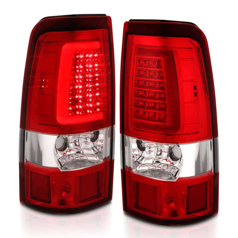 ANZO — ANZO 1999-2002 Chevy Silverado 1500 LED Taillights Plank Style Chrome With Red/Clear Lens - view 7