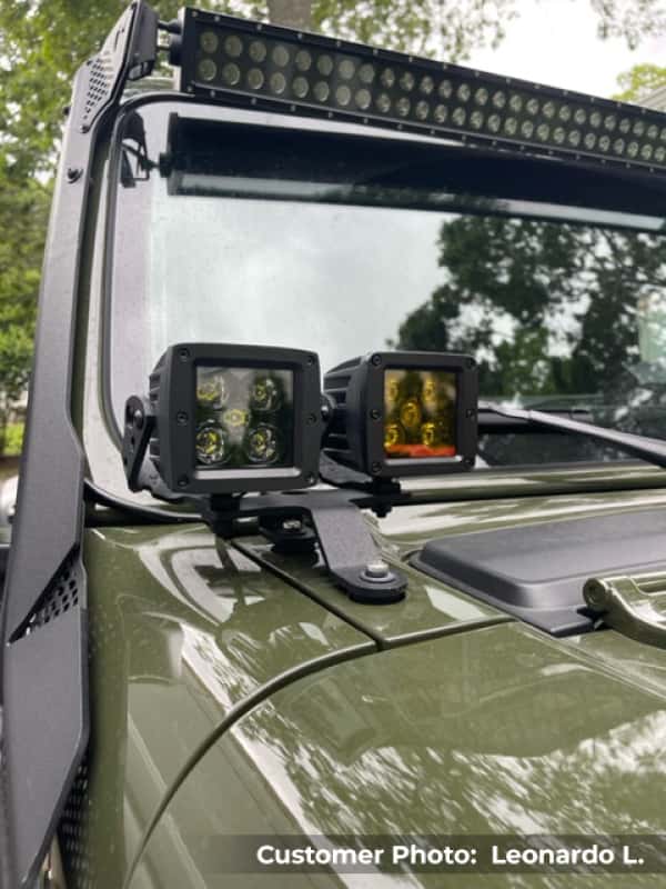 Go Rhino — Go Rhino 18-20 Jeep Wrangler JL/JLU/Gladiator JT Light Mount - Two 3in Cubes
WS Cowl Mount - view 7