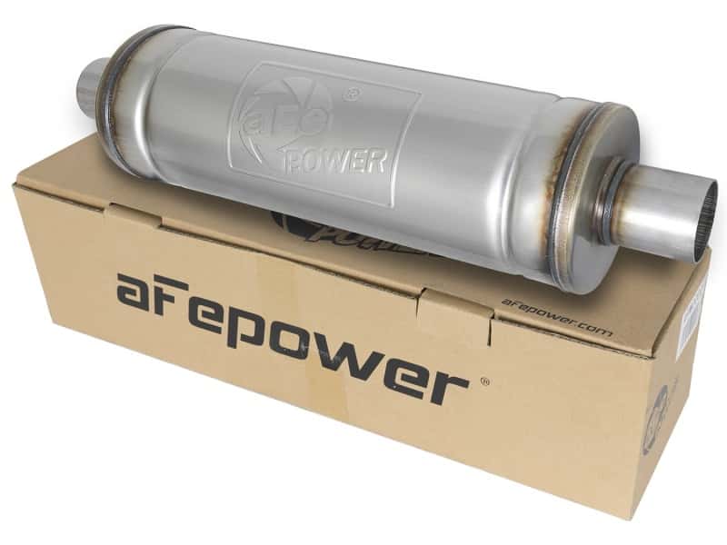 aFe — aFe MACH Force-Xp 409 SS Muffler 2.5in Center/Center 18in L x 6in Dia - Round Body
Stainless Muffler - view 5