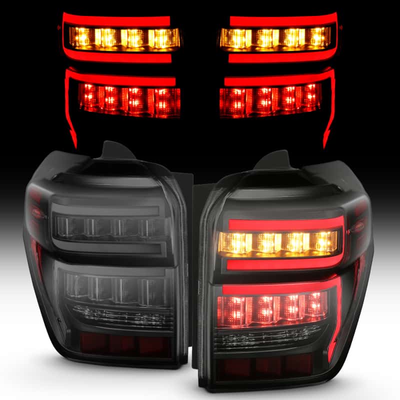 ANZO — ANZO 2014-2020 Toyota 4Runner T.L Black Housing Smoke Lens Red Light Bar W/Sequential
Tail Light Set - view 3