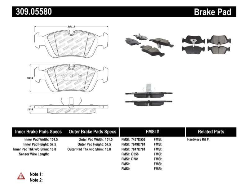 Stoptech — StopTech 96-02 BMW Z3 / 03-08 Z4 / 97-00 323 / 10/90-99 325/328 (E30/E36) Front Brake Pads
Sprt Brk Pad W/Hdwr - view 7