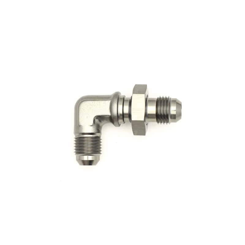DeatschWerks — DeatschWerks 6AN Male Flare To 6AN Male Flare Bulkhead Adapter 90-Degree (Incl. Nut) - view 5