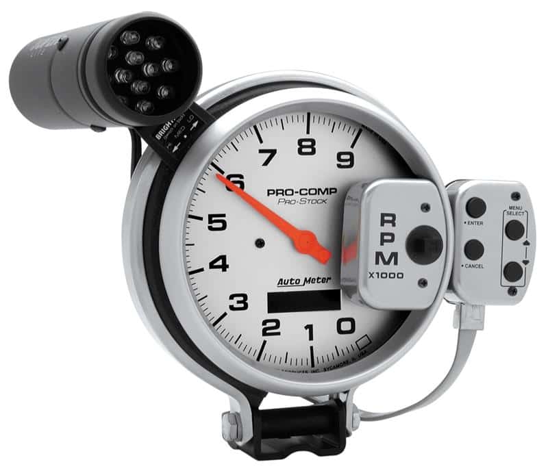 AutoMeter — Autometer Ultra-Lite 127mm Tachometer 0-9000 RPM Pro-Stock Pedestal w/ Super Lite and Peak Mem
5" TACH, 9,000 RPM, - view 2