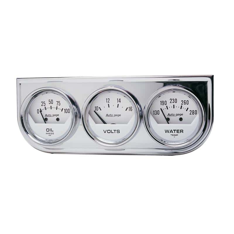 AutoMeter — Autometer AutoGage 2in 0-100 PSI Oil Press/ 16 Volt / 130-280 Deg Water Temp - Chrome Bezel
3 GA PNL OP/WT/V AG - view 2
