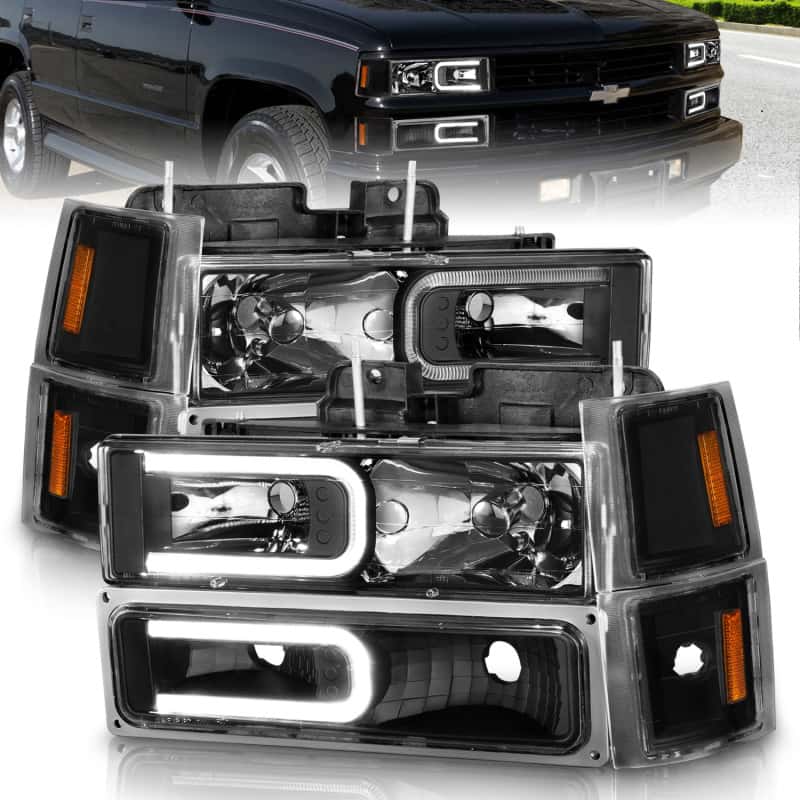 ANZO — ANZO 88-98 Chevrolet C1500 Crystal Headlights w/ Light Bar Black Housing w/ Signal Side Markers 8Pcs
Head Light Set
HdLtSet - view 1