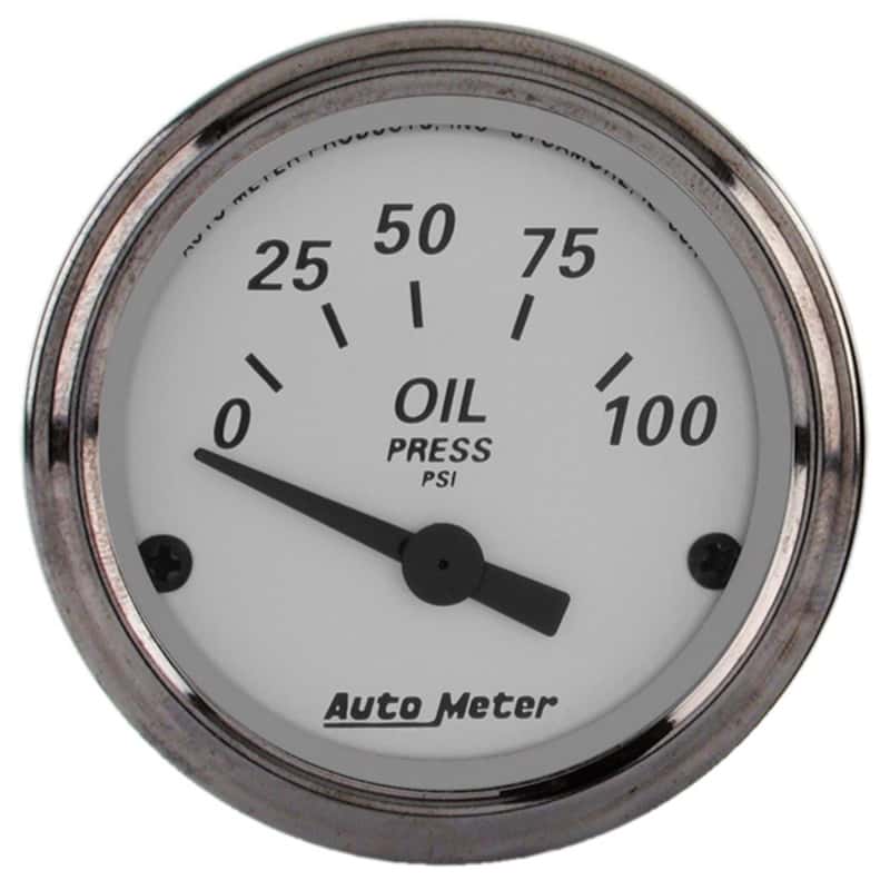AutoMeter — AutoMeter Gauge Oil Press 2-1/16in. 100PSI Elec American Platinum
GA 2" OILP ELEC AP - view 1