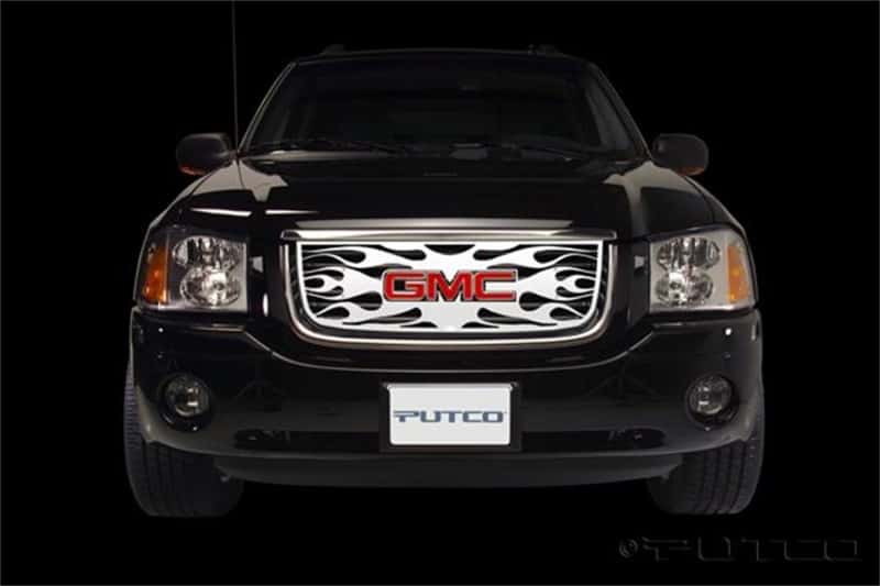 Putco — Putco 02-08 GMC Envoy w/ Logo CutOut Flaming Inferno Stainless Steel Grille
Grille Insert - view 2