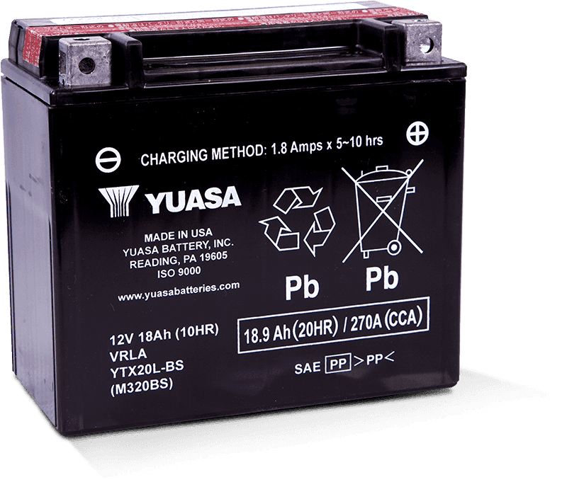 Yuasa Battery — Yuasa YTX20L-BS Maintenance Free AGM 12-Volt Battery w/Bottle - view 2