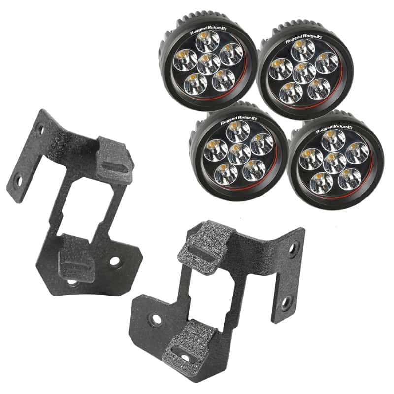 Rugged Ridge — Rugged Ridge 07-18 Jeep Wrangler JK Textured Black Round A-Pillar LED Light Mount Kit
OFFROAD_LIGHTING
OrdRacingLampKt - view 2