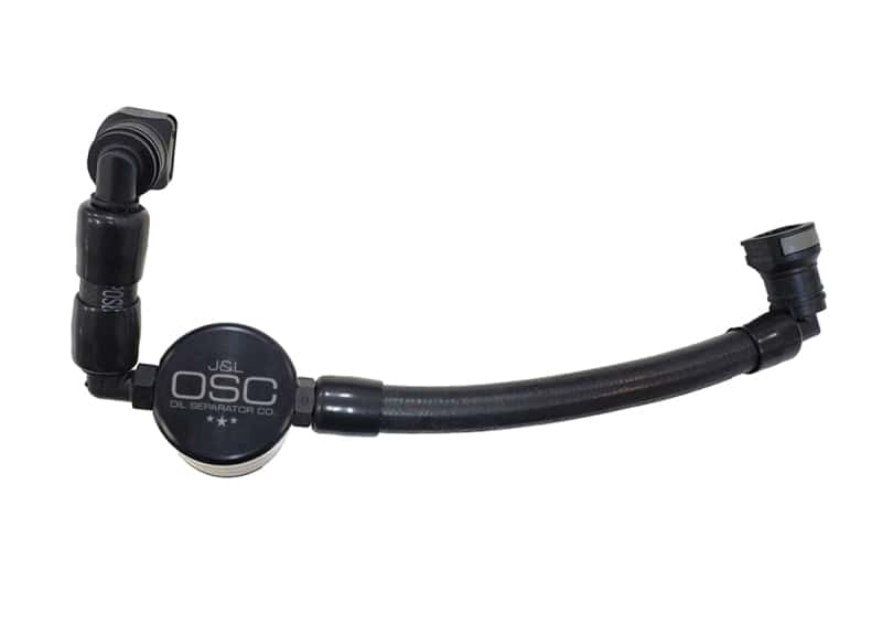 J&L — J&L 11-17 Ford Mustang V6 Passenger Side Oil Separator 3.0 V2 - Black Anodized
Oil Separator - view 1