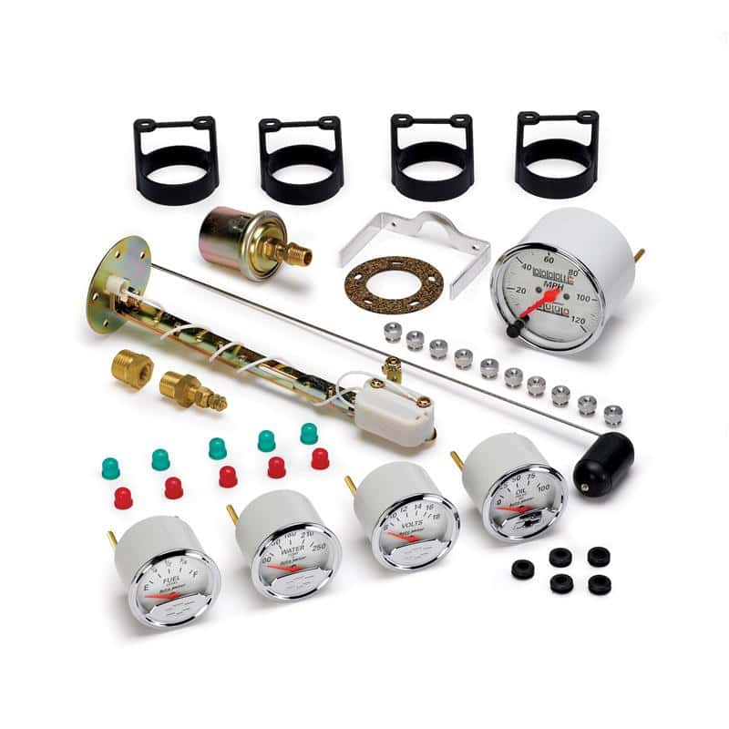 AutoMeter — Autometer Arctic White GM 5 Pc Kit Box w/ Mech Speedo, Elec Oil Press, Water Temp, Volt, Fuel Level
GA SET 5PC M SPD CV - view 2