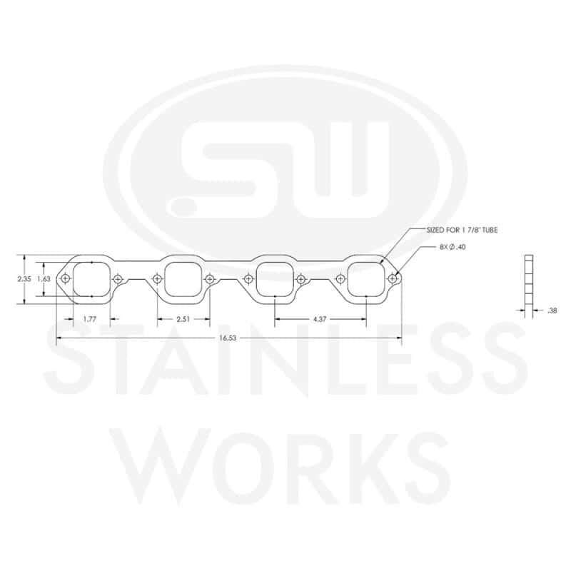 Stainless Works — Stainless Works SBF Victor Senior Heads Square Port Header 304SS Exhaust Flanges 1-7/8in Primaries
HFSBFVICTOR188

Header Flange - view 3