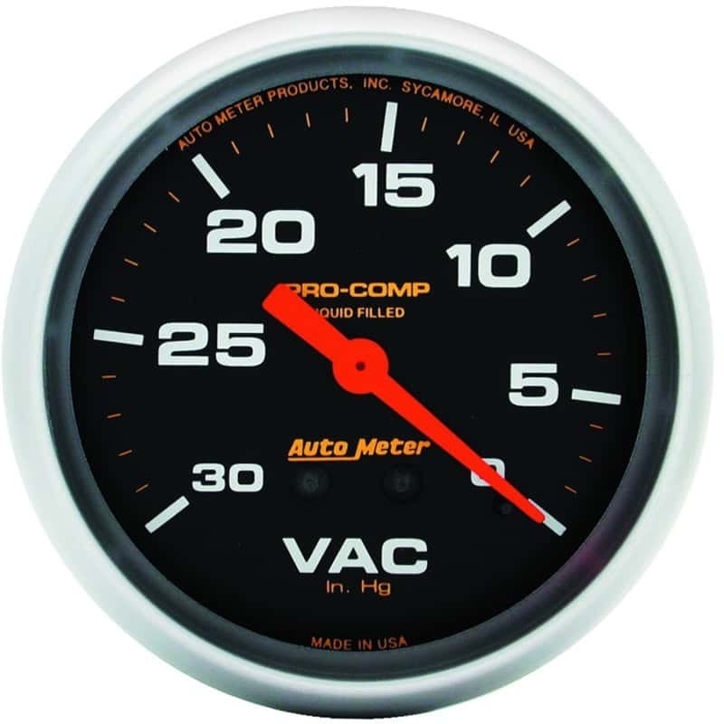 AutoMeter — AutoMeter Gauge Vacuum 2-5/8in. 30Inhg Liquid Filled Mech Pro-Comp
2-5/8" VACUUM, 30 IN - view 1