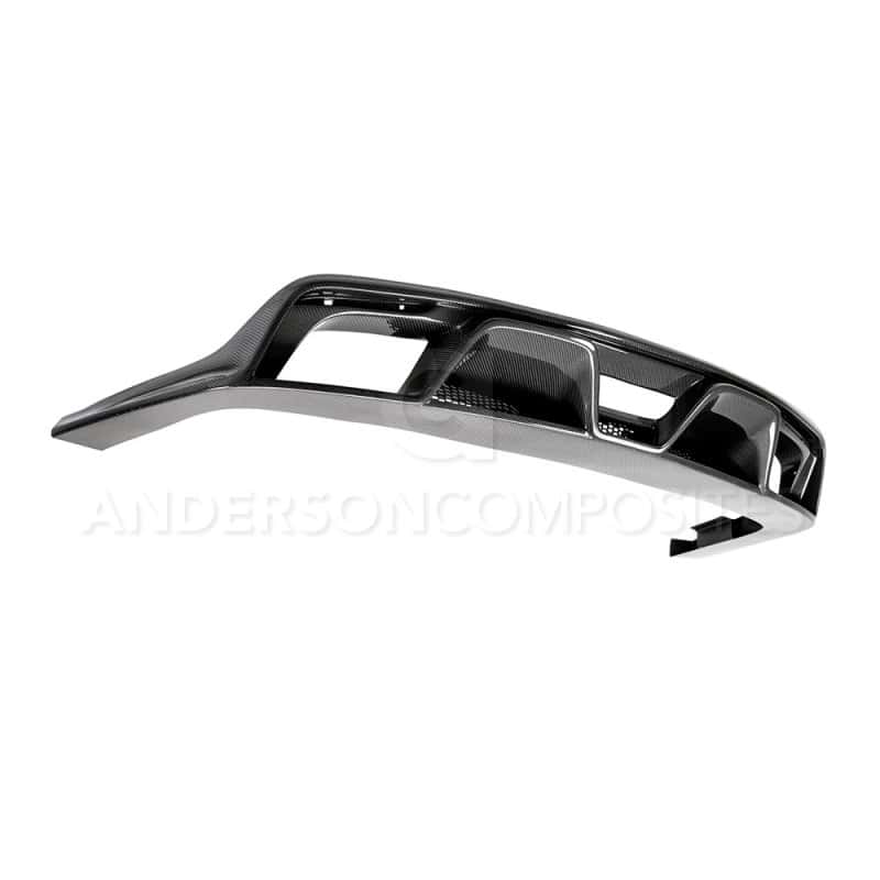 Anderson Composites — Anderson Composites 15-16 Ford Mustang R-Style Carbon Fiber Rear Valance (for Quad Tip Exhaust) - view 1