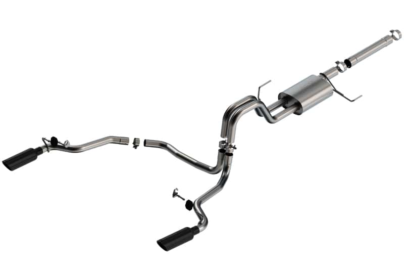 Borla — Borla 21-22 F-150 Powerboost 3.5L V6 2WD & 4WD 4DR 3in, 2.25in S-TYPE Catback w/ Black Chrome Tips
Cat-Back System - view 1