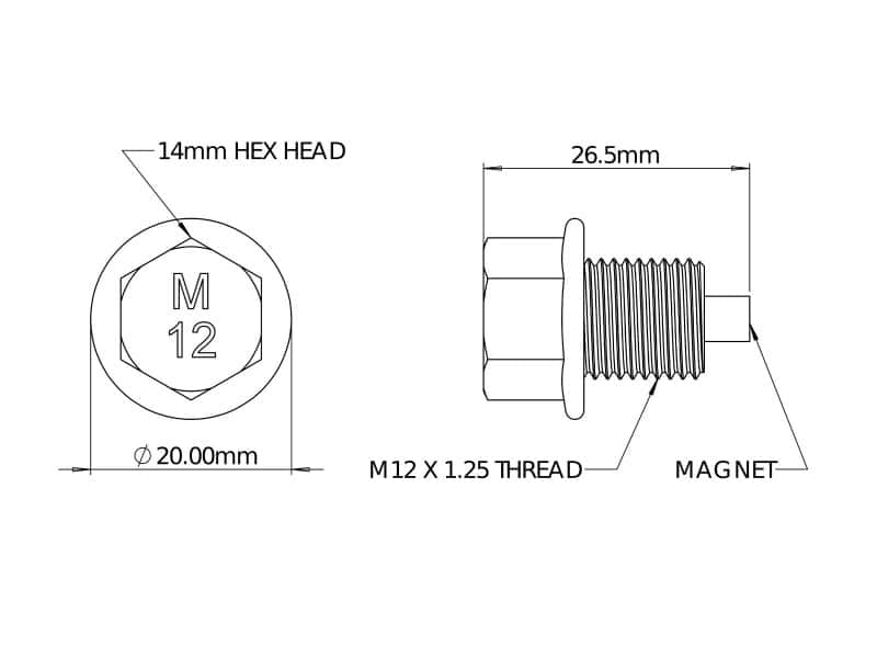 aFe — aFe POWER Magnetic Drain Plug M12 x 1.25 - Universal
Magnetic Drain Plug - view 2