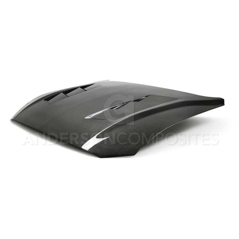 Anderson Composites — Anderson Composites 2018 Ford Mustang GT Type-SA Style Heat Extractor Double Sided Carbon Fiber Hood - view 3