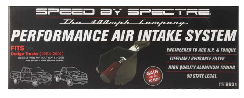 Spectre — Spectre 94-01 Dodge RAM 1500/2500 V8-5.2/5.9L F/I Air Intake Kit - Polished w/Red Filter
Spectre Air Intake K
Air Intake System - view 6