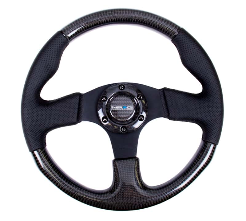 NRG — NRG Carbon Fiber Steering Wheel (315mm) Leather Trim w/Black Stitching - view 3
