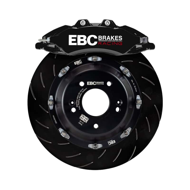 EBC — EBC Racing 17-21 Honda Civic Type-R (FK8) Black Apollo-6 Calipers 380mm Rotors Front Big Brake Kit - view 2