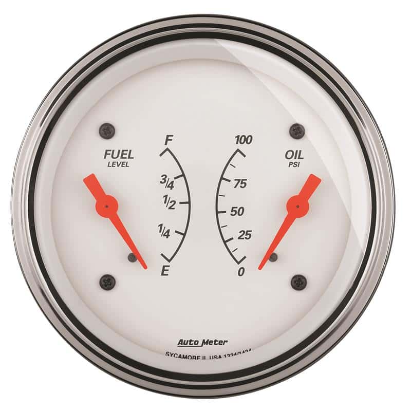 AutoMeter — AutoMeter Gauge Dual Fuel & Oilp 3-3/8in. 0 Ohm(e) to 90 Ohm(f)& 100PSI Elec Arctic White
GA 3.4" OIL/FU 90 AW - view 2