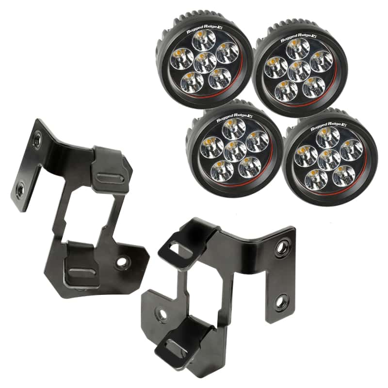 Rugged Ridge — Rugged Ridge 07-18 Jeep Wrangler JK Semi-Gloss Black Round A-Pillar LED Light Mount Kit
OFFROAD_LIGHTING
OrdRacingLampKt - view 2