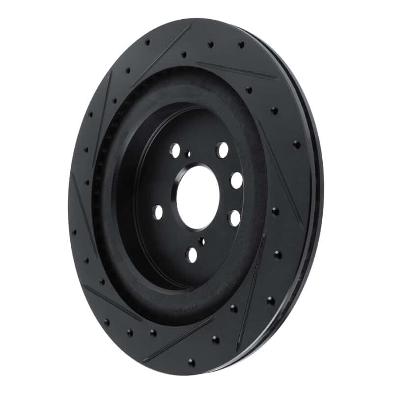 R1 Concepts — R1 2020-2025 Lexus RX450h+ Rear Right Drilled & Slotted Black Brake Rotor - view 4