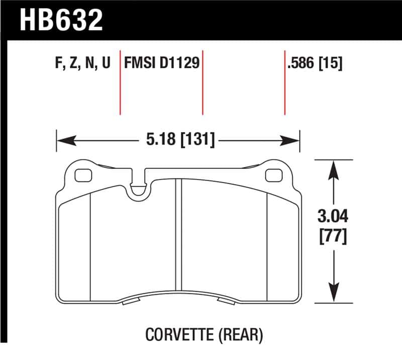 Hawk Performance — Hawk 06-10 VW Touareg Front / 09-11 Corvette Z06/ZR-1 (w/Carbon Ceramic Brake Package and Iron rotor
Disc Brake Pad - view 1
