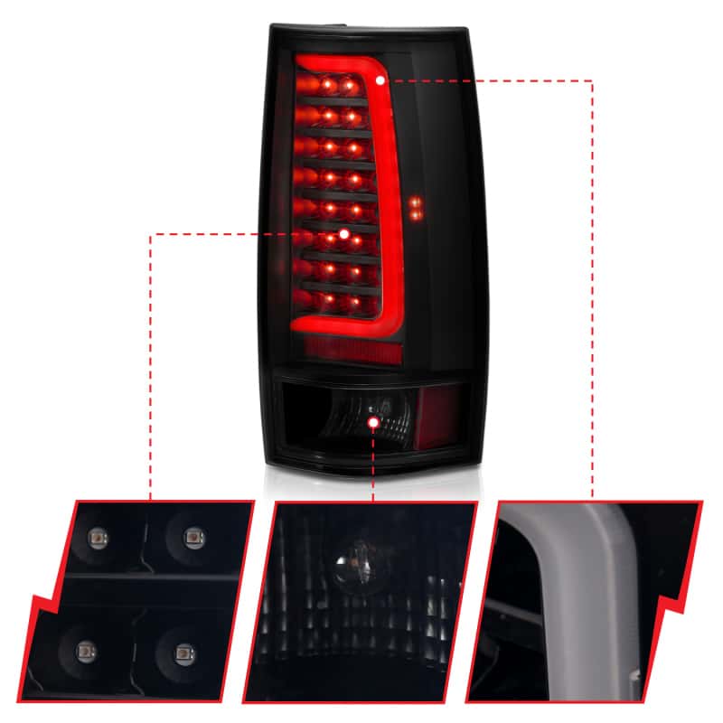 ANZO — ANZO 2007-2014 Chevy Tahoe LED Taillight Plank Style Black w/Smoke Lens - view 10