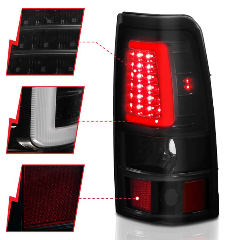 ANZO — ANZO 1999-2002 Chevy Silverado 1500 LED Taillights Plank Style Black w/Smoke Lens - view 4