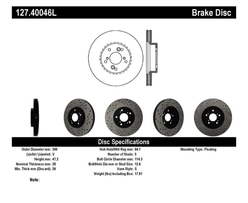 Stoptech — StopTech Nissan 370Z / 01-03 Acura CL / 06 EL / 04-09 TSX / 03-07 Honda Accord Coupe M/T / 05-08 Se
Slot/Drill Rotor - view 6