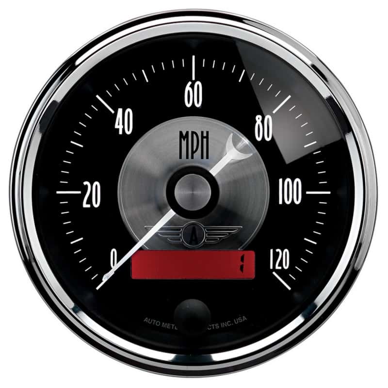 AutoMeter — Autometer Prestige Series Black 3-3/8in 120mph Electric Programmable Speedometer w/LCD Odometer
3-3/8" SPEEDO, 120 M - view 1