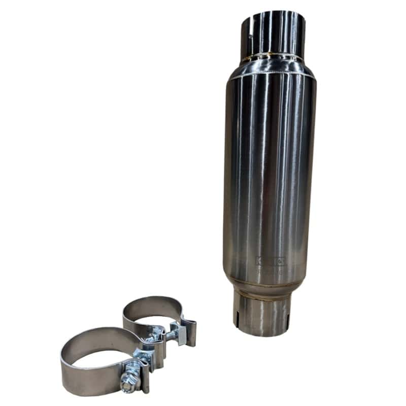 Kooks Headers — Kooks 3in Round Clamp In Muffler 10in Long Body Polished Stainless Steel
3in. Round Muffler
3" Round Muffler - view 2