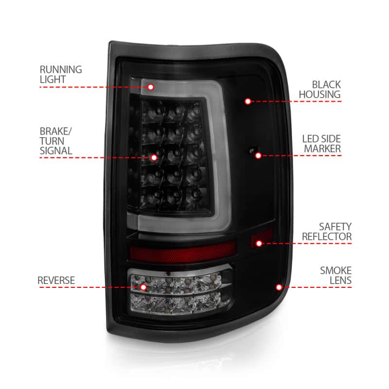 ANZO — ANZO 2004-2006 Ford F-150 LED Tail Lights w/ Light Bar Black Housing Smoke Lens - view 8