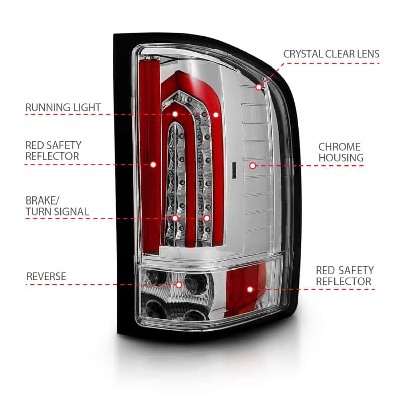 ANZO — ANZO 2007-2013 Chevrolet Silverado 1500 LED Taillights Chrome
Tail Light Set
LED Taillights - view 7