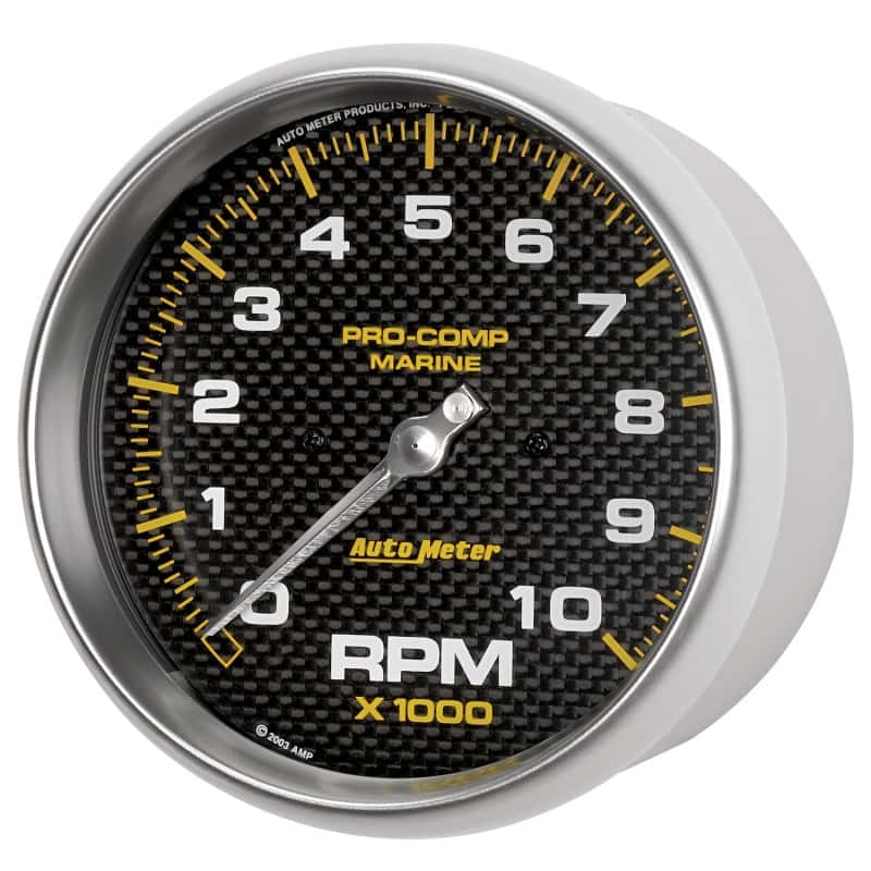 AutoMeter — Autometer Marine Carbon Fiber 5in 10K RPM In-Dash Tachometer Gauge
5" TACH 10KRPM MCF - view 5