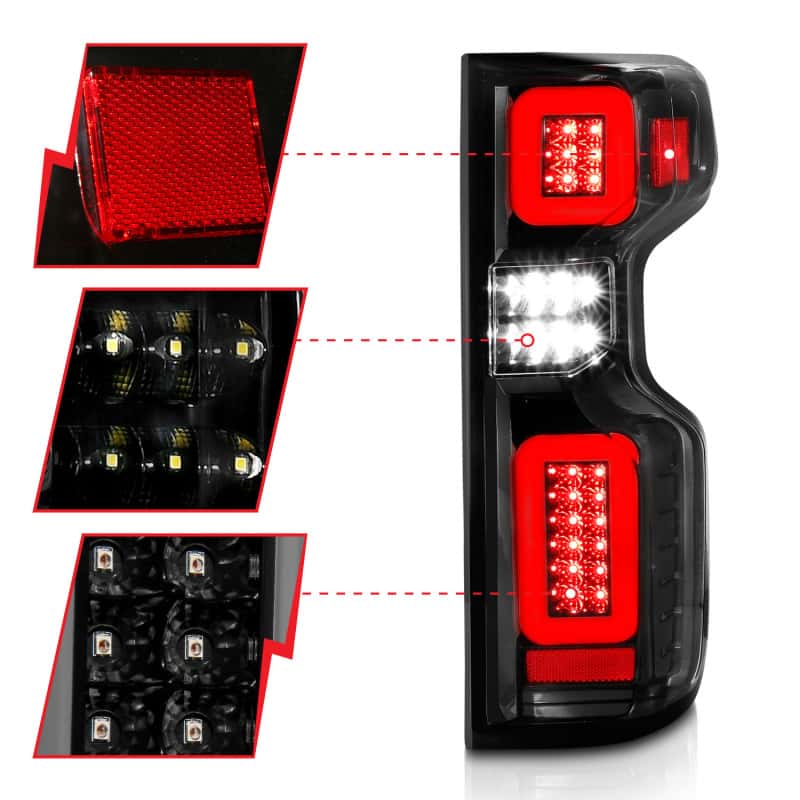 ANZO — ANZO 19-21 Chevy Silverado Full LED Taillights Black Housing Clear Lens G2 (w/C light Bars) - view 10