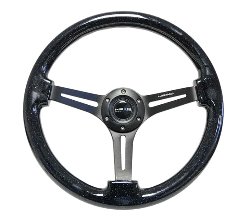 NRG — NRG Reinforced Steering Wheel (350mm / 3in. Deep) Black Multi Color Flake Wood w/ Black Matte Center - view 1