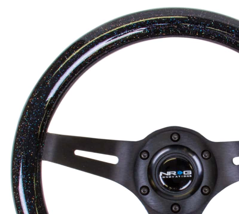 NRG — NRG Classic Wood Grain Steering Wheel (310mm) Black Sparkle w/Blk 3-Spoke Center - view 4