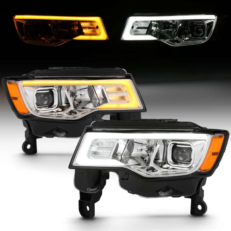 ANZO — ANZO 2017-2018 Jeep Grand Cherokee Projector Headlights w/ Plank Style Switchback - Chrome w/ Amber
Projector Headlights
Head Light Set - view 2