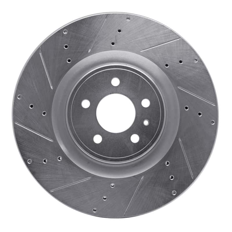 R1 Concepts — R1 13-14 Ford Mustang Front Left Drilled & Slotted Silver Brake Rotor
R1 Brake Rotor Drill - view 1