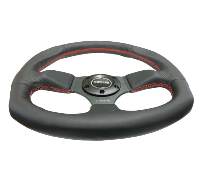 NRG — NRG Reinforced Steering Wheel (320mm Horizontal / 330mm Vertical) Leather w/Red Stitching - view 7