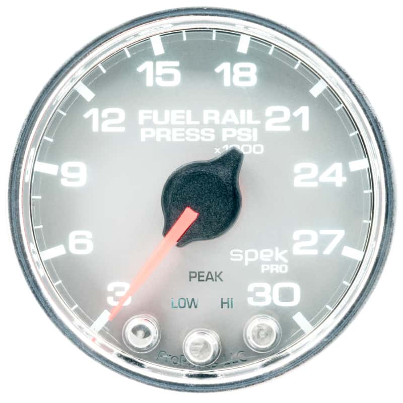 AutoMeter — Autometer Spek-Pro Gauge Rail Press 2 1/16in 30Kpsi Stepper Motor W/Peak & Warn Slvr/Chrm
GA 2" RAILP SCC SPEK - view 2