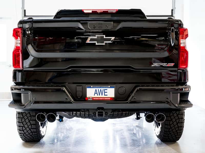 AWE Tuning — AWE Tuning 22-23 GMC Sierra 1500 AT4X 6.2L 0FG Catback Split Dual (Flat Bumper) - Chrome Silver Tips
0FG Catback - view 4