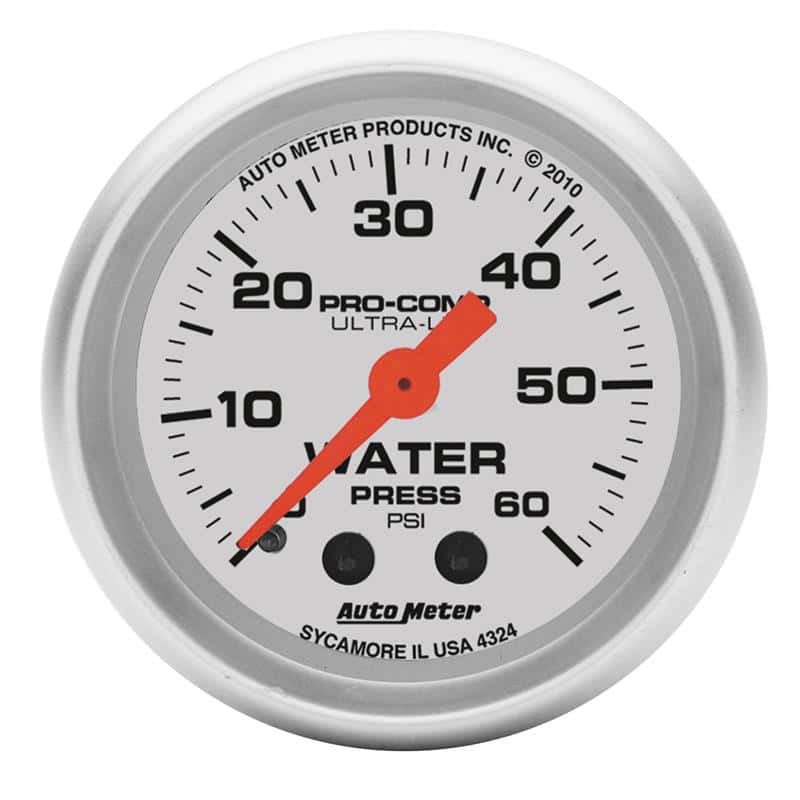 AutoMeter — Autometer Ultra-Lite 52mm 60 PSI Mechanical Water Pressure Gauge
2" WATER PRESS, 0-60 - view 2