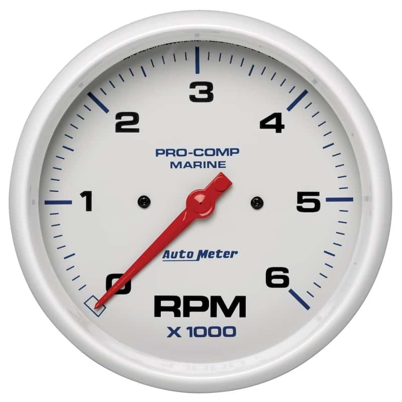 AutoMeter — Autometer Marine White Ultra-Lite 5in In-Dash Tachometer 0-6K RPM
GA 5" TACH 6KRPM MW - view 1