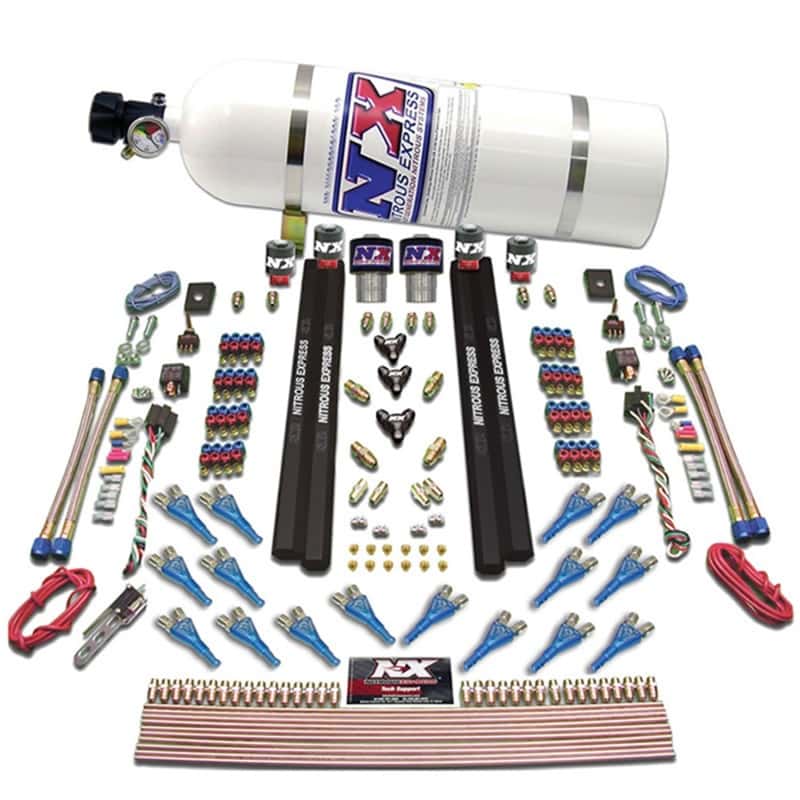 Nitrous Express — Nitrous Express Shark Dual Stage/Gas/Rails 16 Nozzles Nitrous Kit (200-1200HP) w/10lb Bottle
Injection System Kit
N2OSys - view 2