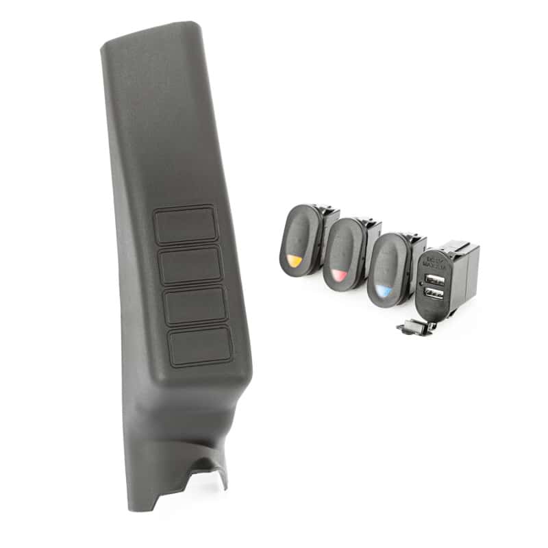 Rugged Ridge — Rugged Ridge A-Pillar Pod Kit 3 Switch USB 11-18 JK/JKU
RkrSwitchandCoverSet
OFFROAD_INTERIOR - view 2
